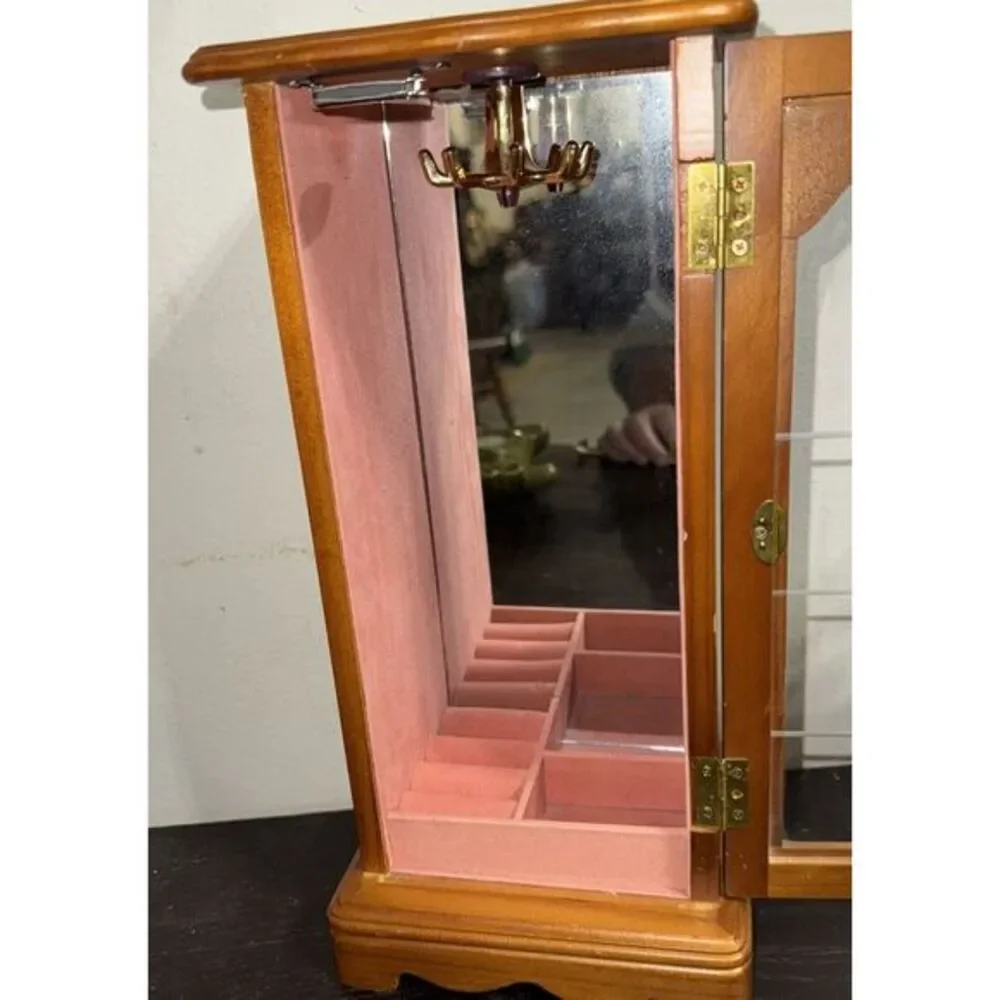 Crown Court Jewelry Box Golden  Brown Wood finish.‎